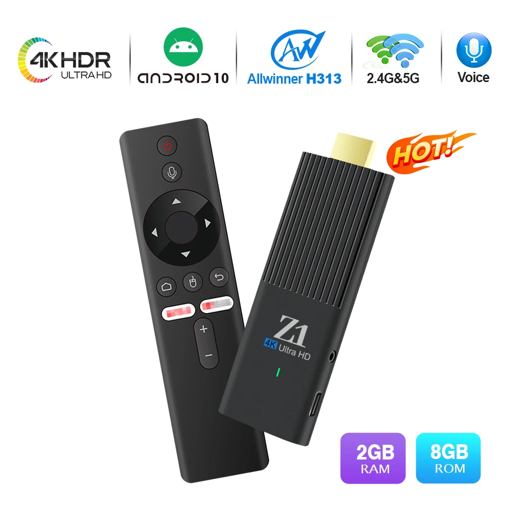 Z1 Dongle Mini TV Stick Android 10 Support 4K Video 2.4G&5G Body Feeling Game Set Top Box 2GB 8GB Wifi 3D Smart TV Box