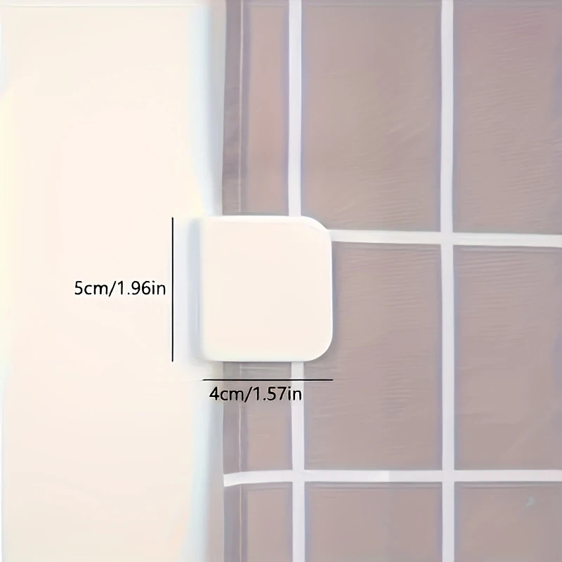 2pcs Square Self-Adhesive Blackout Shower Curtain Side Clips, 1.77*1.97inch Japanese-Style No-Drill Wall Fixing Clips
