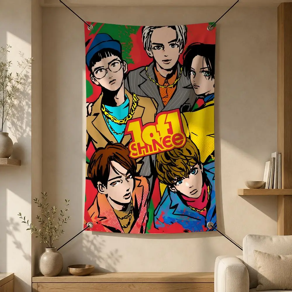 Kpop S-SHINee Flags Flag Banner Wall Hanging for Bedroom Dorm Room Home Bar Party Indoor Outdoor Wall Decor