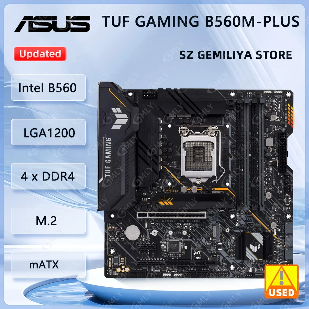 

Материнская плата ASUS TUF GAMING B560M-PLUS Intel B560 LGA1200 DDR4 M.2 Micro ATX Wi-Fi 6, поддержка Core i3-10300 i5-10600 i5-1160
