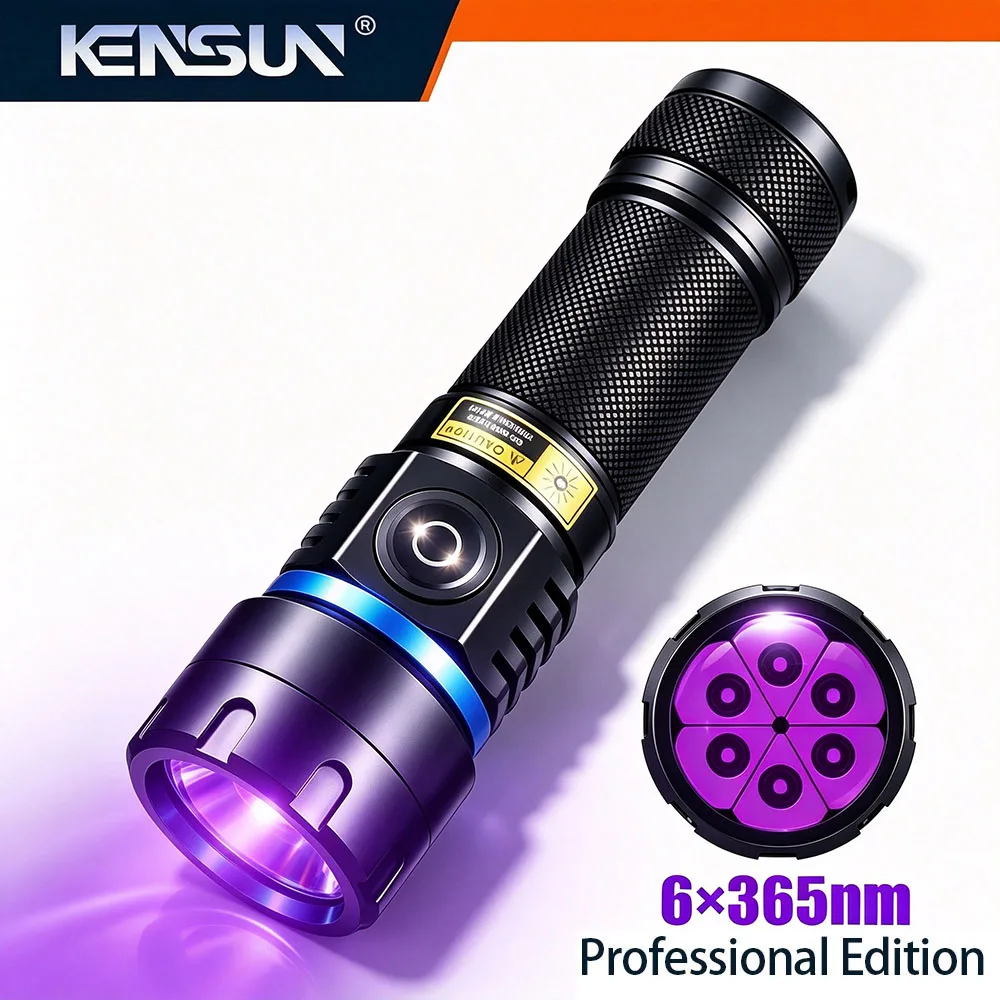 Powerfu 120W 365nm UV Flashlight Black Light Black Mirror Purple Light Detection Torch USB C Rechargeable Ultraviolet 26650 Lamp
