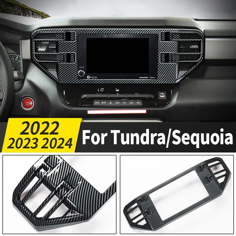 

For 2022 2023 2024 Toyota Tundra Sequoia Center Console Navigation Panel fiber pattern sticker Interior Decoration Accessories
