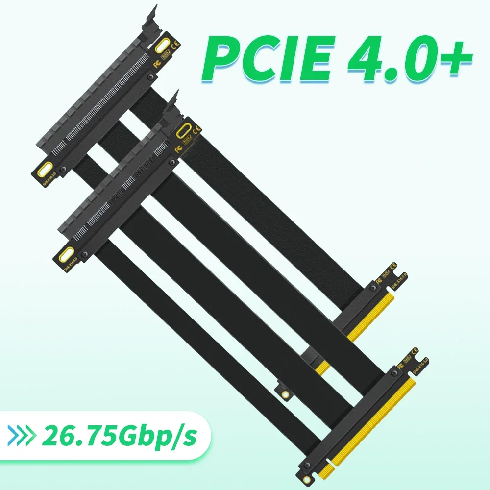 

PCIe 4.0 Riser Cable, PCI-e 4.0 x16 Full Speed PCI Express 16x Flexible Riser Extender Compatible with Computer Graphics Cards