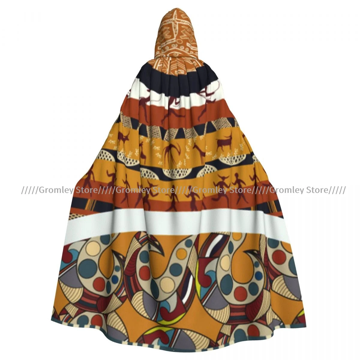 Witch Long Hooded Robe African Tribal Halloween Cloak Cosplay Costumes for Adult