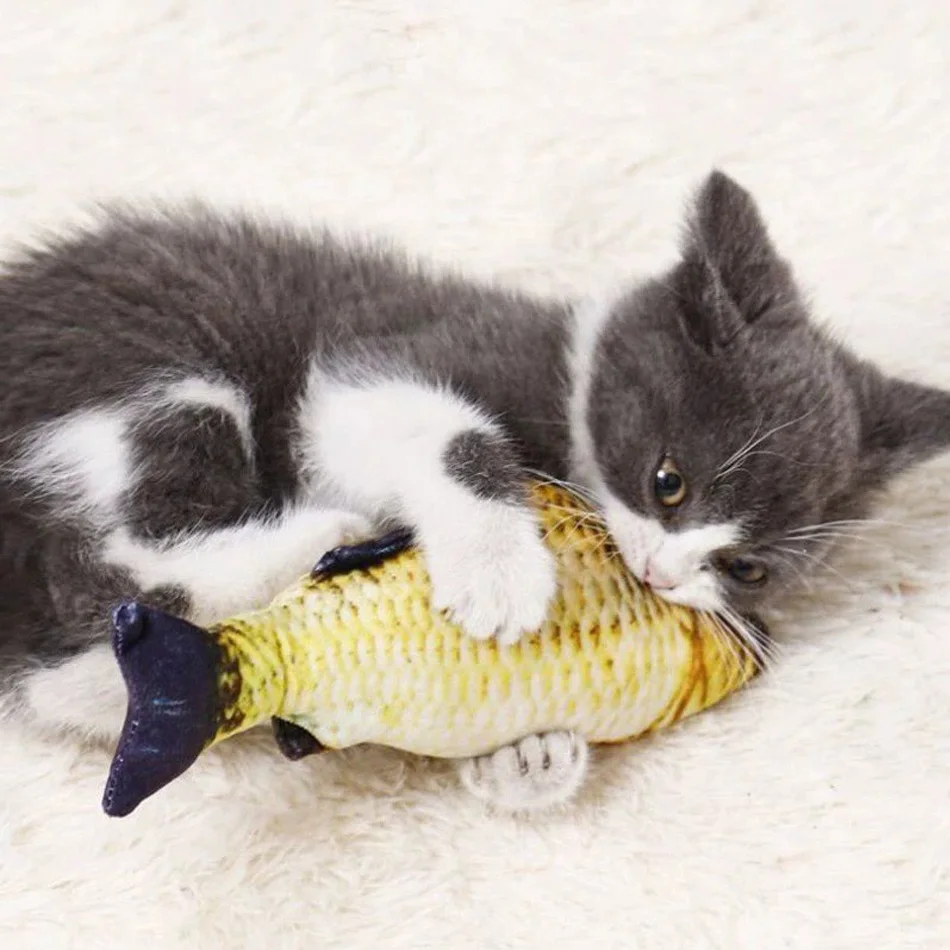 Haustierzubehör Katzenspielzeug zur Langeweile-Bekämpfung, Katzenminze-Plüschfisch 20CM, simulierter Fisch ohne Reißverschluss mit versteckter Katzenminze