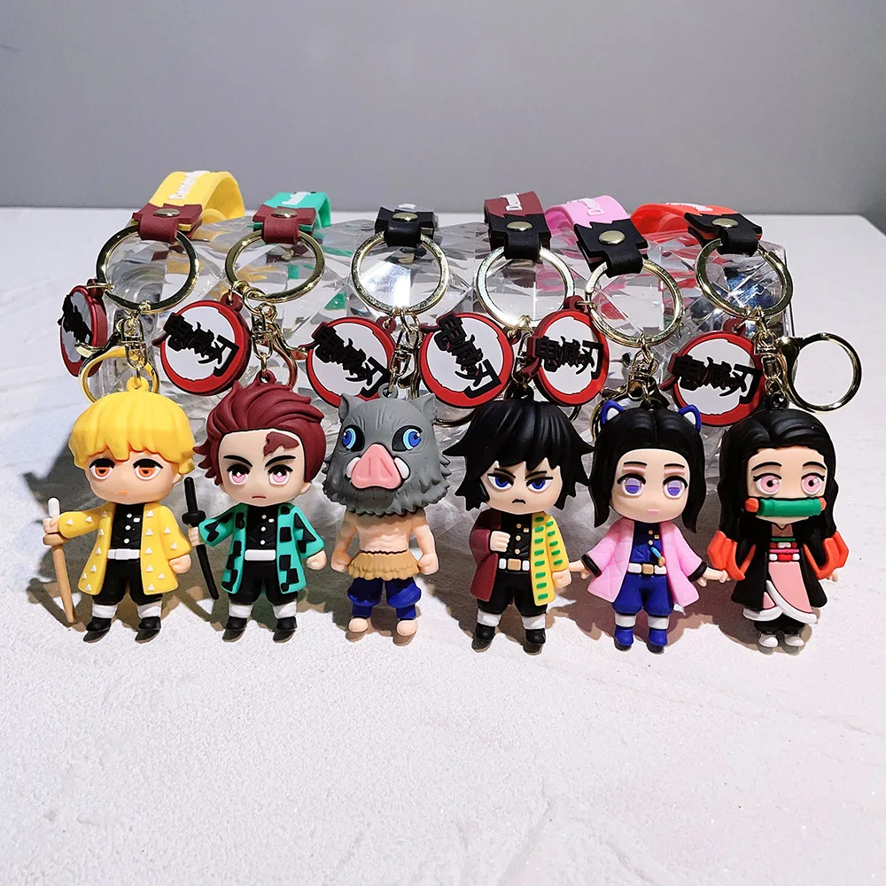Halloween Dämon Slayer Anime Figur Puppe Schlüsselbund Kreative Rucksack Auto Schlüsselring Cartoon Paar Spielzeug Weihnachten Geschenke