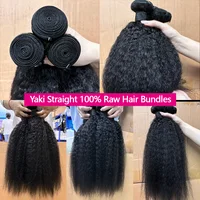 12A Kinky Straight Bundles Human Hair 100 Human Hair Yaki Straight Bundle 20 22 24 Inch Human Hair Bundles 3-5 Days Delivery 2