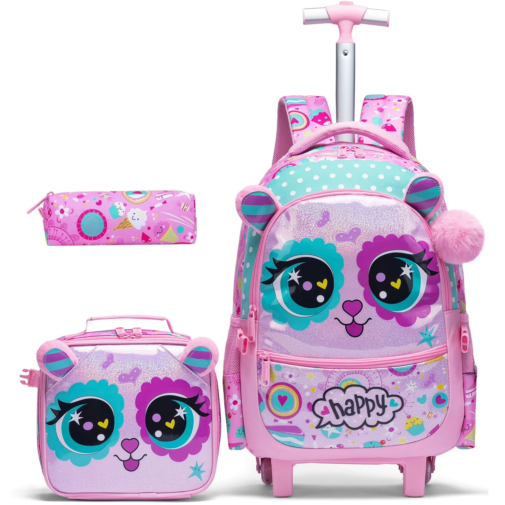

Kids Rolling Backpack for Girl School Bag with Wheels Carry on Luggage Elementary Student Daily Backpack Back to School Supplies