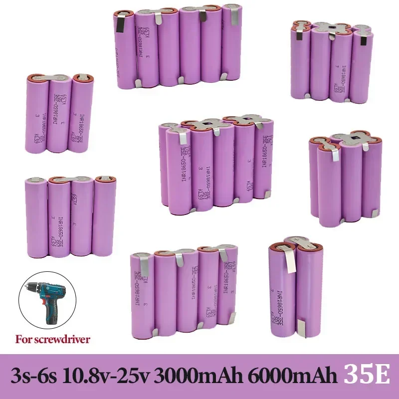 

18650 35E 3500mAh 7000mAh 3S 4S 6S 8S 7,4 V 12,6 V 14,8 V 18V 25,2 V 29,6 V для отвертки