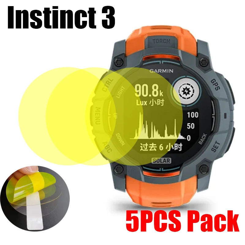 5PCS Pack For Garmin Instinct 3 50mm 45mm Smart watch Screen Protector Film Soft Ultra Thin HD TPU Scratch Resistant