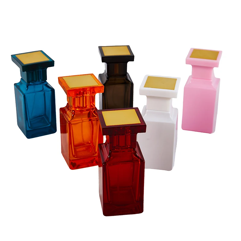 50ml Glass Refillable Spiral Thick Bottom Square Glass Atomizer Perfume Bottle Cosmetic Empty Spray Bottle Container