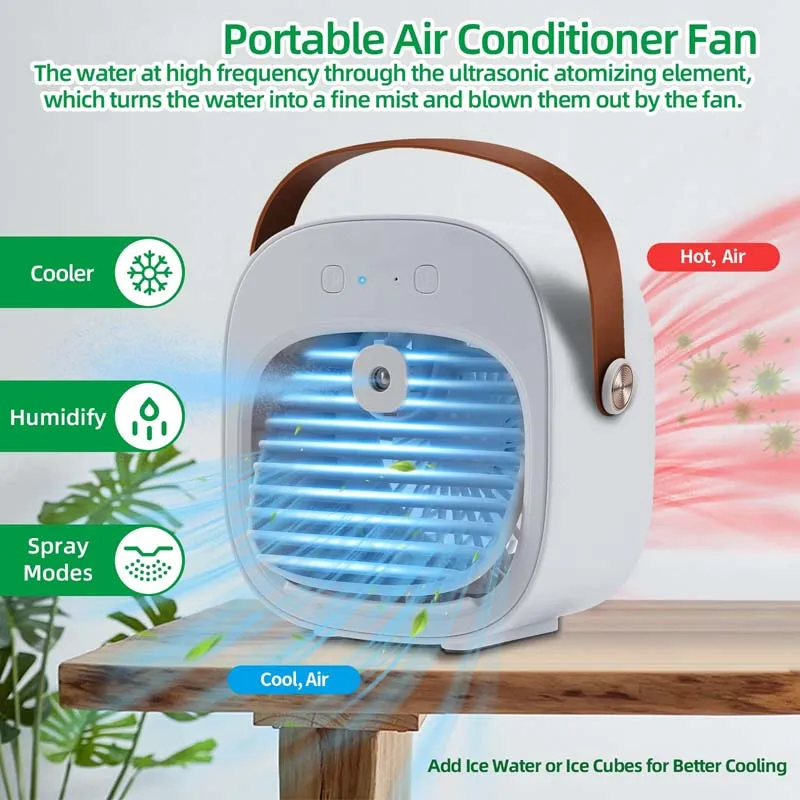 

Портативный охладитель воды и воздуха, охлаждающий вентилятор, настольный электрический USB перезаряжаемый мини-вентилятор кондиционера