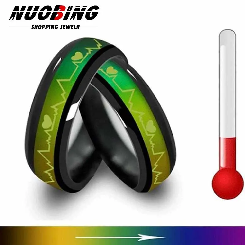 Smart Ring Changes Color With Body Temperature 6MM Stainless Steel Heart-shaped Neutral Cool High-tech Accessory Gift