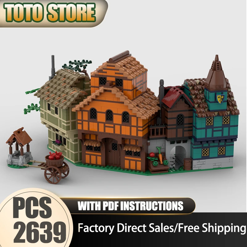 

Городской вид на улицу Moc, строительные блоки, деревенские домики, модель, технология, средневековая модель замка, подарок, сборка своими руками, праздничная игрушка