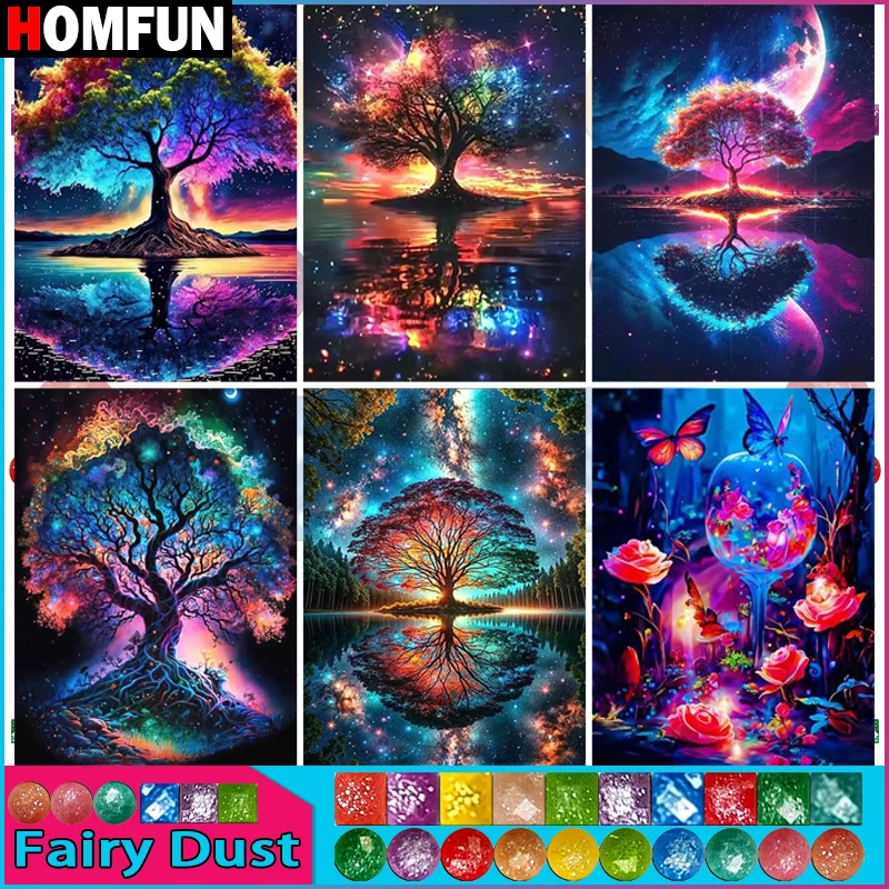 

HOMFUN сказочная пыль алмазная живопись полный квадратный/круглый бриллиант "пейзаж дерево" узор вышивка 5D горный хрусталь живопись