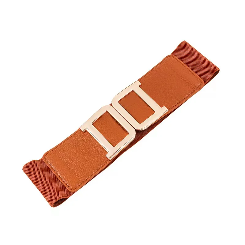 New women's pair buckle wide waist seal decoration All-matching trench coat dress Elastic elastic band closed waist wide belt