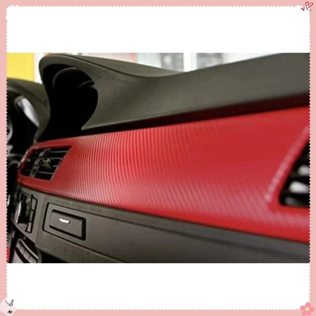 Automotive Adhesive Film, Glossy Red Twill Weave Carbon Wrap with Easy Air Release Technology for Car Hood, Door, Interior Trim