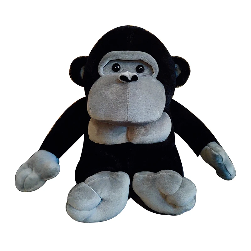 23-35cm Simulation Black Gorilla Plush Doll Lifelike Sitting Posture Big Mouth Gorilla Monkey Animal Plush Toy Home Decoration