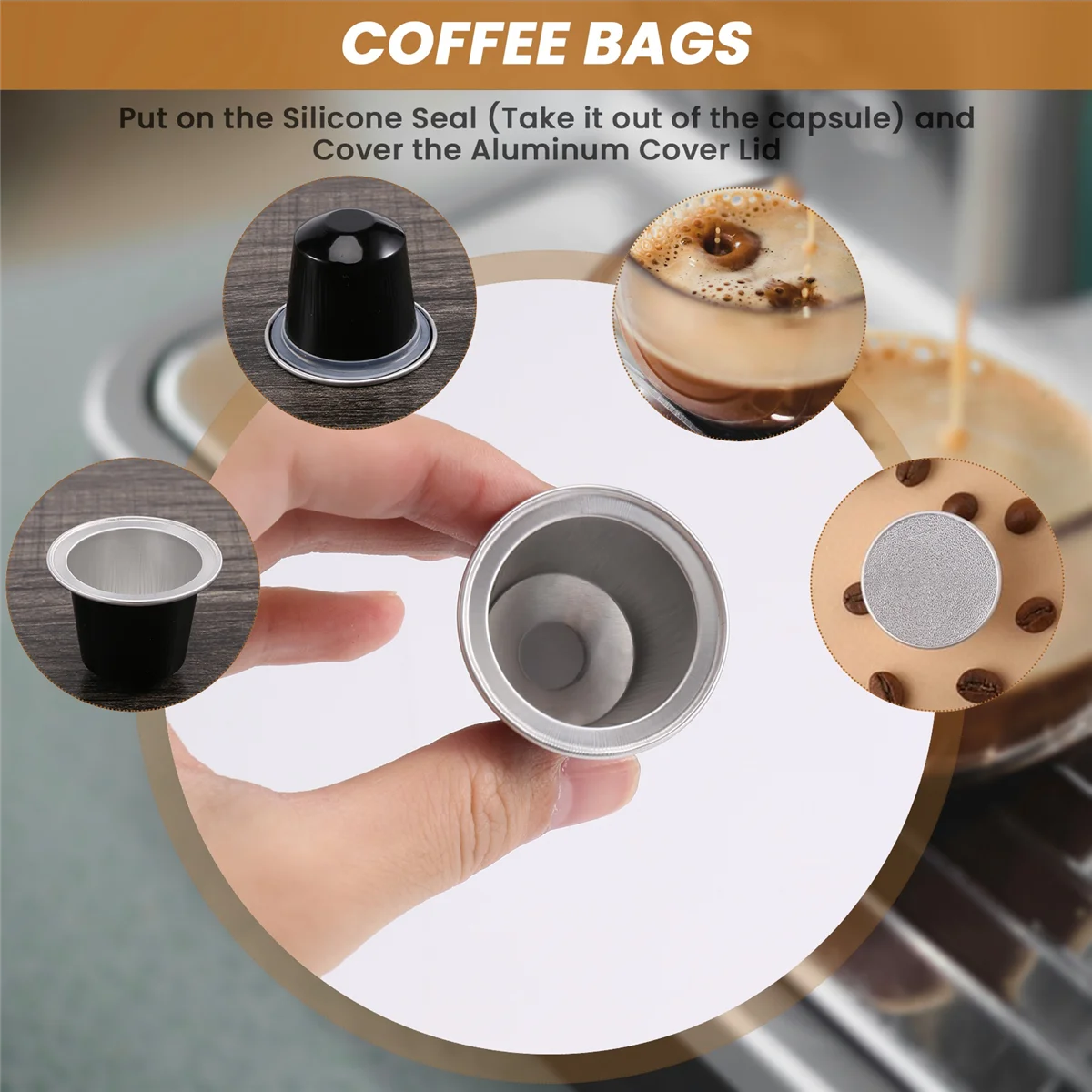 100 conjuntos de cápsulas de café recarregáveis copo cápsula descartável para máquina de café automática pacote de alimentos café Supplies-T33C