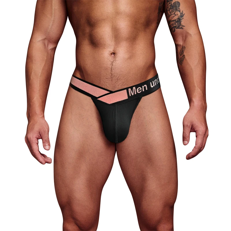 Sexy Modal Men's Panties: Double Stripe Cutout Design for Gay Men's Bikini - Style Appeal