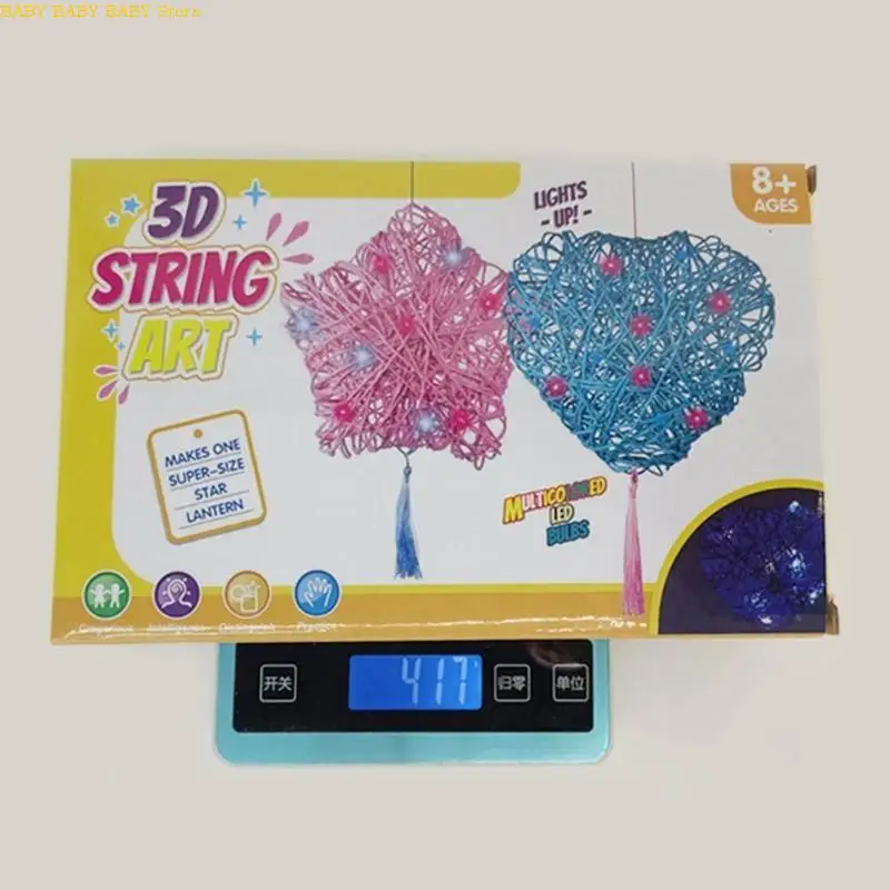 Q81AランタンクラフトキットキッズフォーキッズDIYストリングアートキットLEDナイトライト