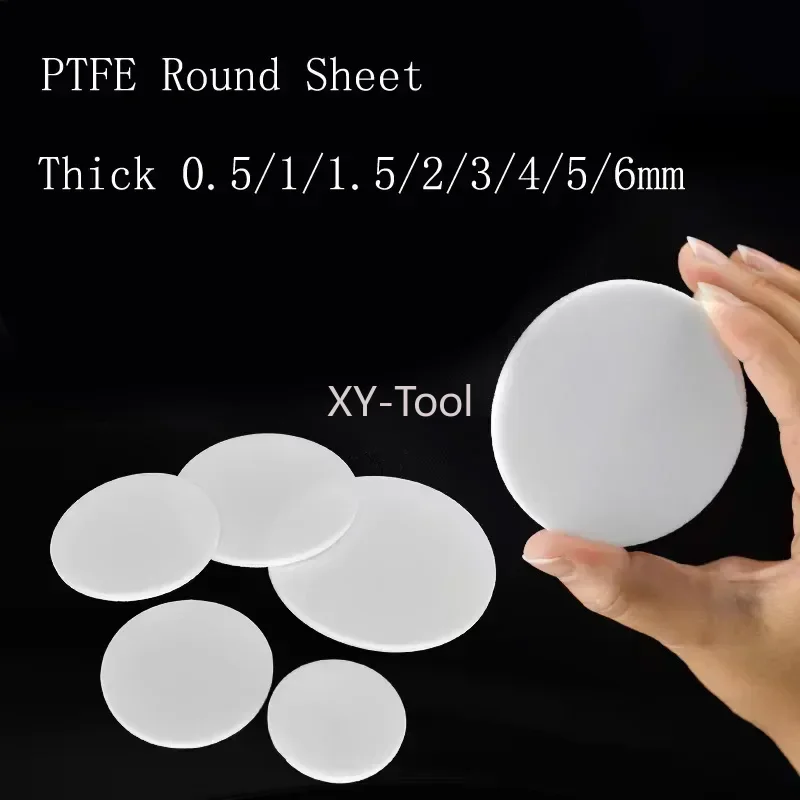 10Pcs Solid PTFE Round Sheet Thick 0.5/1/1.5/2/3/4/5/6mm High Temperature Seal Flat Gasket Plastic Disc Plate Dia10/12/15/20mm