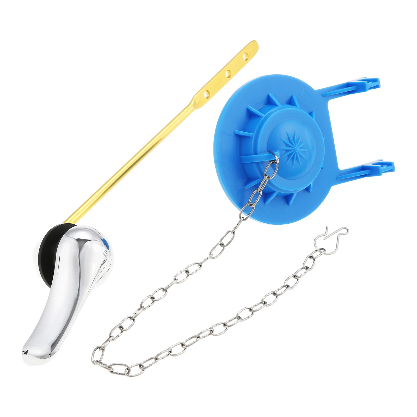 Universal Toilet Tank Handle Replacement Kit Front Mount with 2 Inch Flapper and Chain Toilet Trip Lever Handle Bathroom Repair