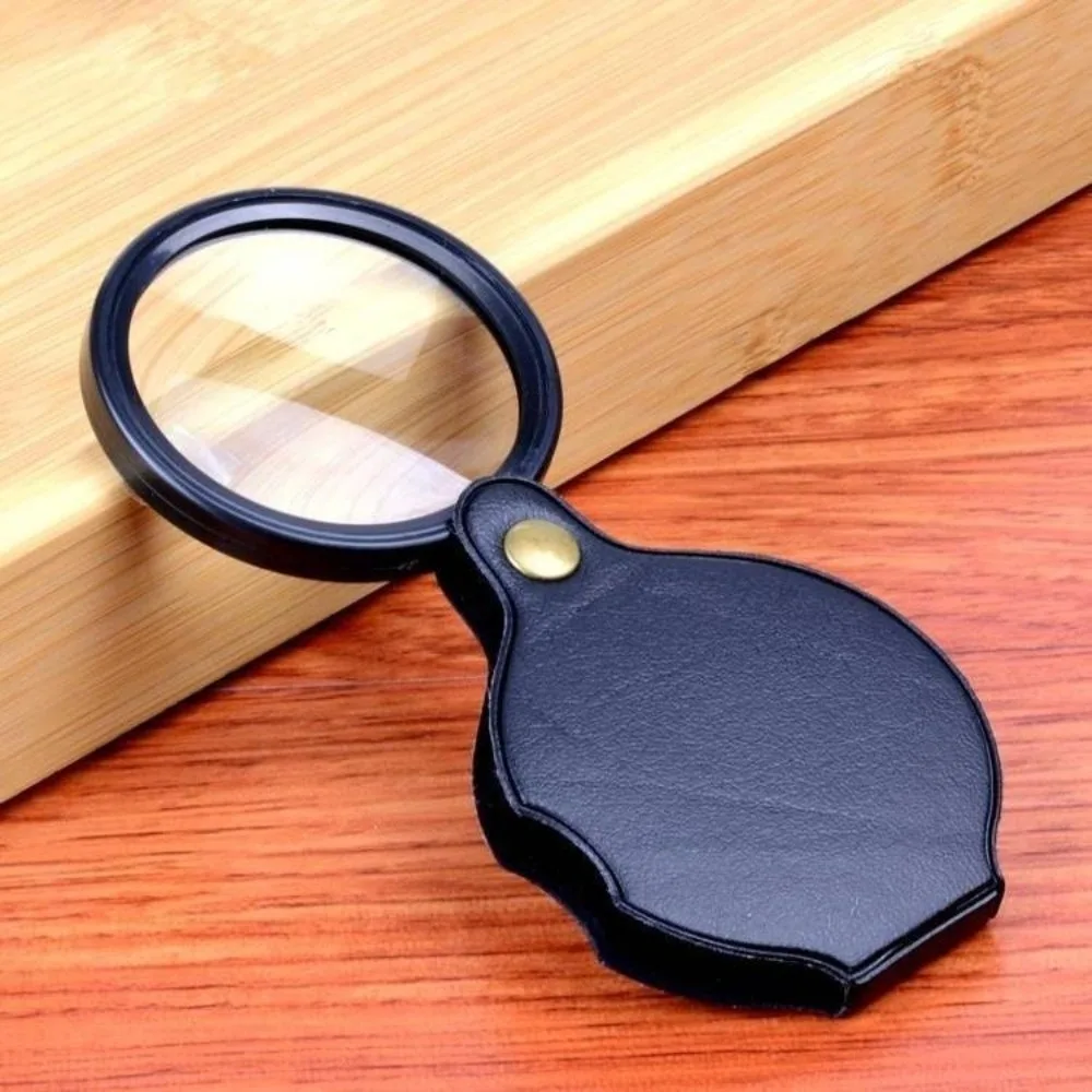 Portable 50/60/70mm Small Magnifying Glasses Leather Protective Case Handheld Folding Magnifying Mini Pocket Magnifier Reading