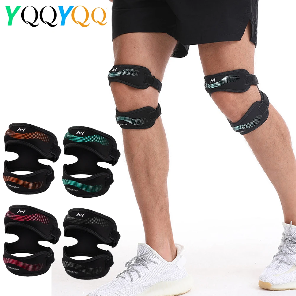 1PCS/2PCS Adjustable Double Strap Knee Support with Upper & Lower Gel Pads, Relieve Knee Pain & Protect During Sports,Running