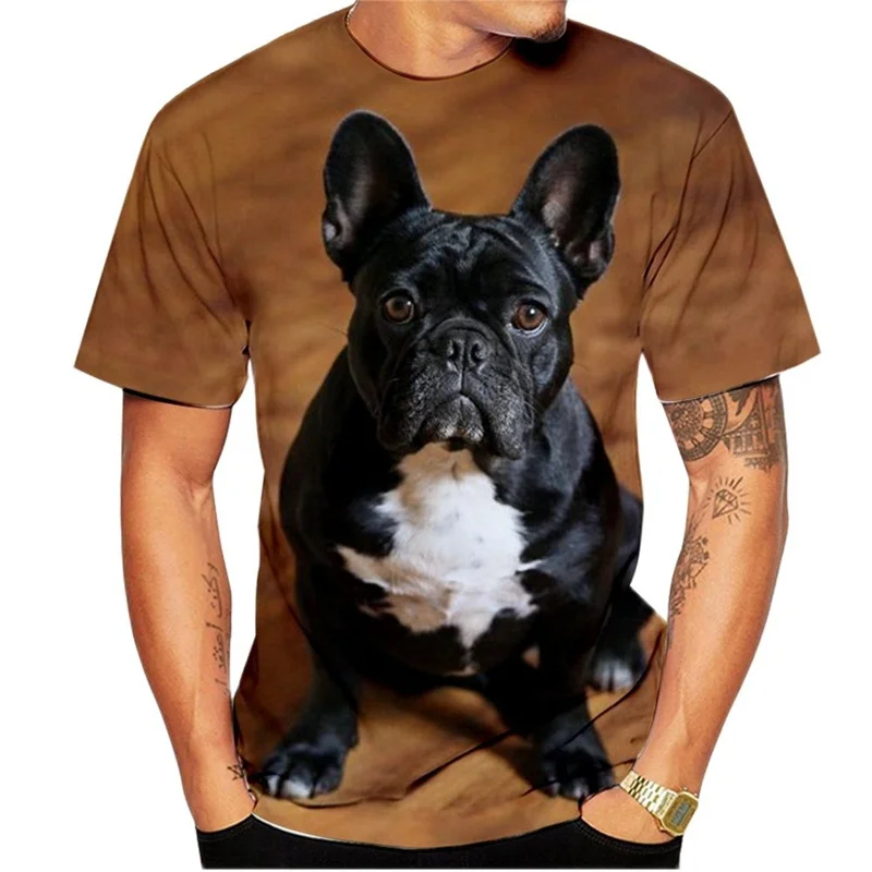 Fashion French Bulldog Graphics T Shirt Summer Casual Short Sleeve Funny Animal Printed T-shirt O Neck Hip Hop Oversized Tees