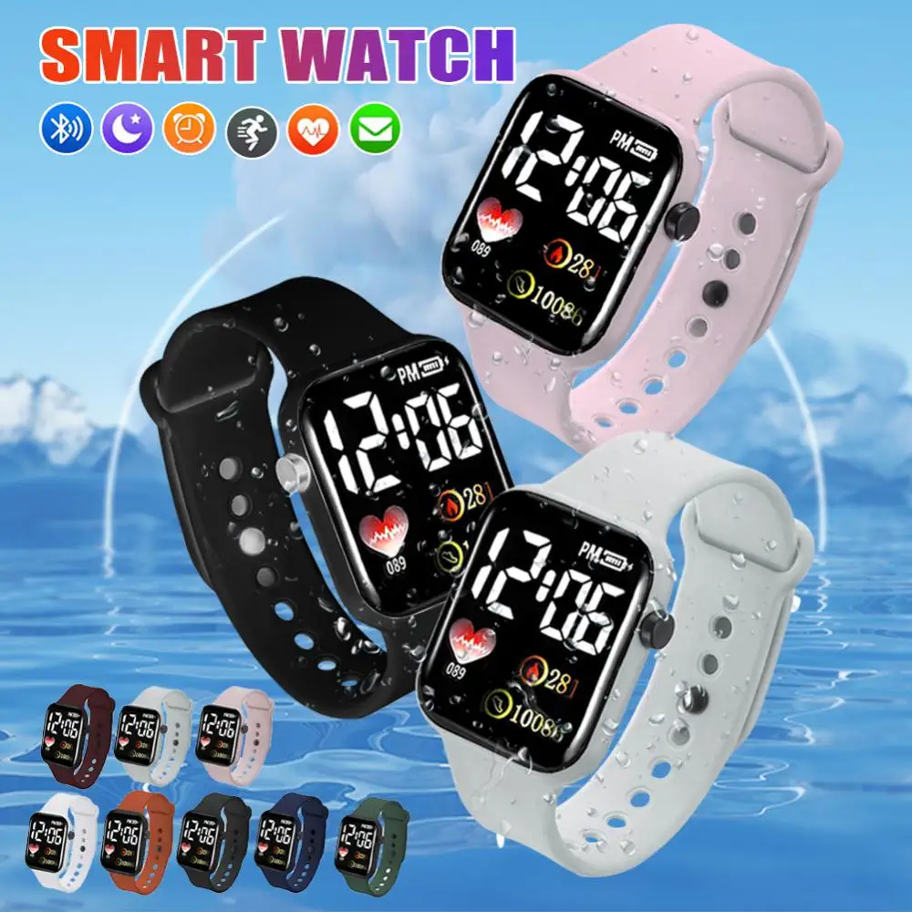 Sport LED orologi orologio digitale uomo donna bambini coppia orologio elettronico orologio cardiofrequenzimetro in Silicone per la pressione sanguigna