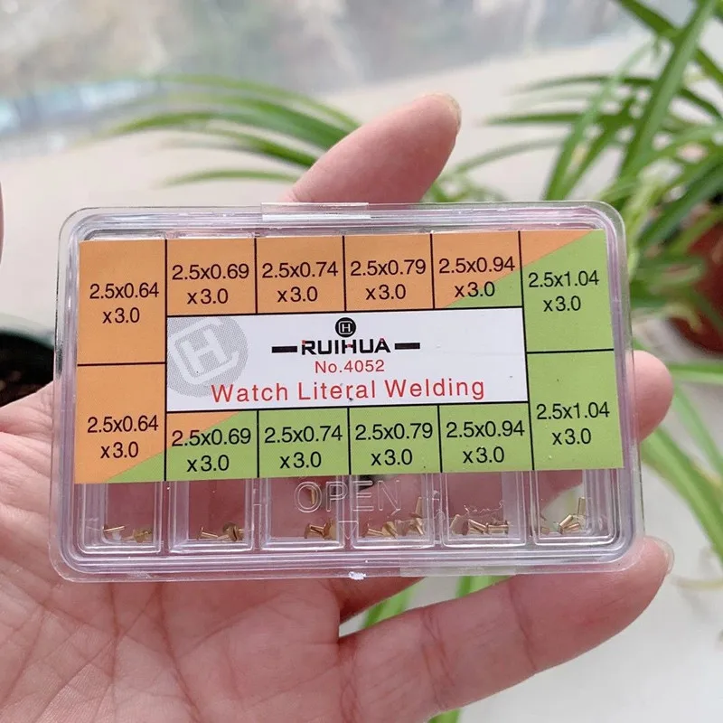 60PCS 12 Sizes Copper Watch Dial Feet Stickers Fixing Dial Text Number Watch Chassis Text Feet Pins Watch Repair Parts
