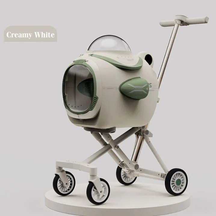 Aluminum Foldable Lightweight 3-in-1 4-Wheel Pet Stroller for Dogs & Small Cats with Removable Car Seat Carrier