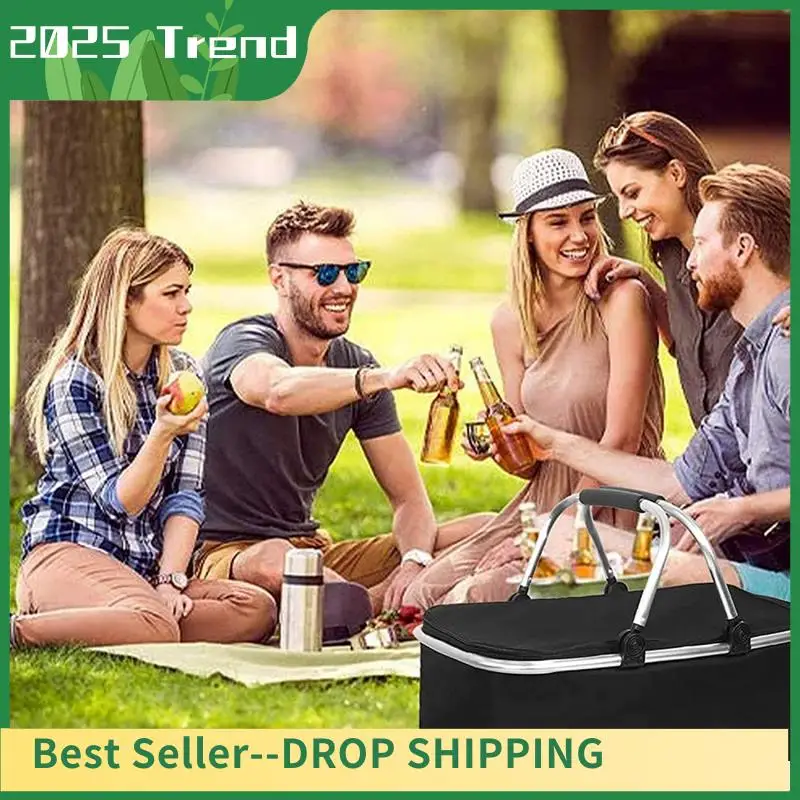 AD33 HOT Foldable And Portable Outdoor Picnic Basket With Insulation, Zipper, And Carrying Handle