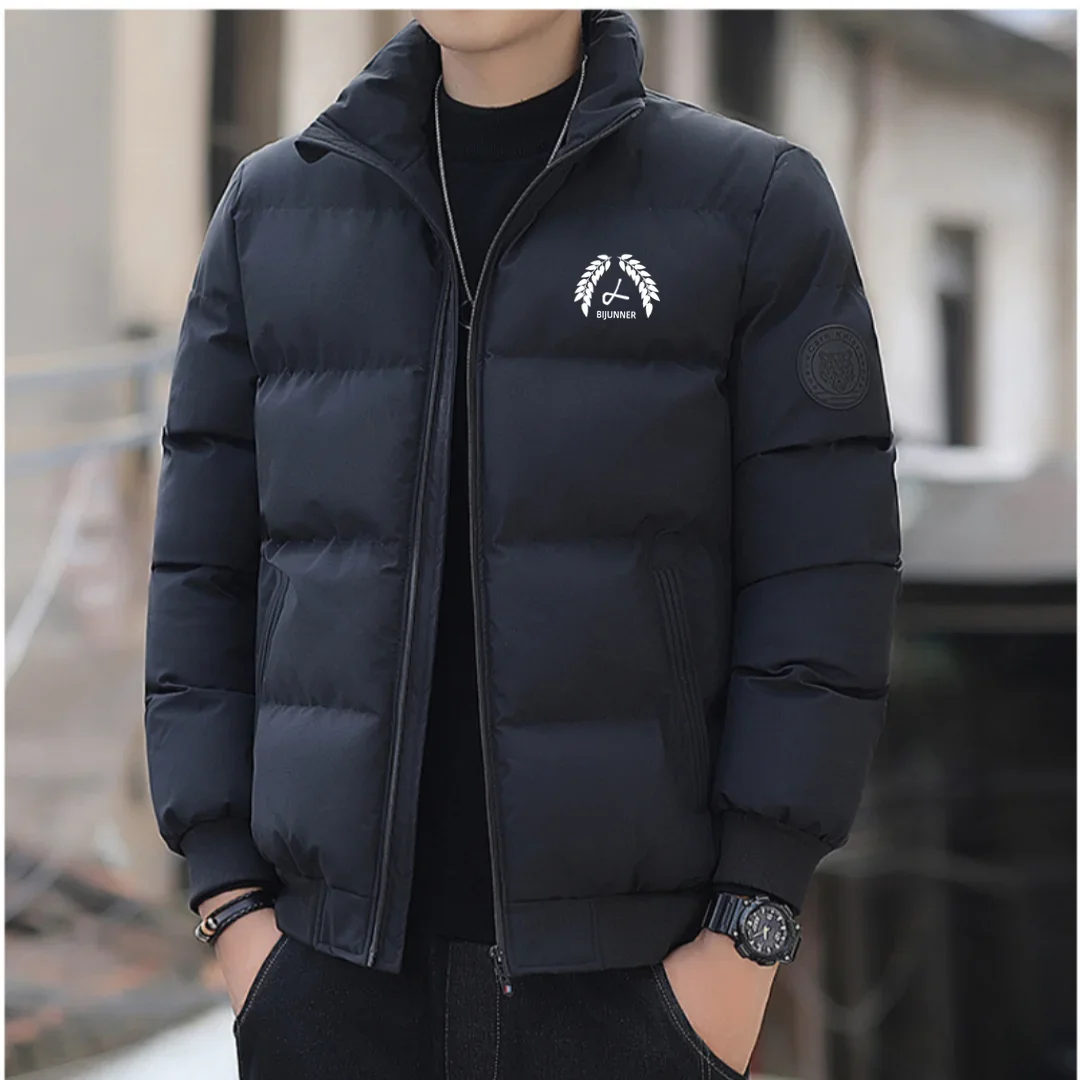 Men's padded jacket Brand Printed Winter Warm Zip Up Stand Collar casual Basiness Smart Men's Clothing Spring Summer