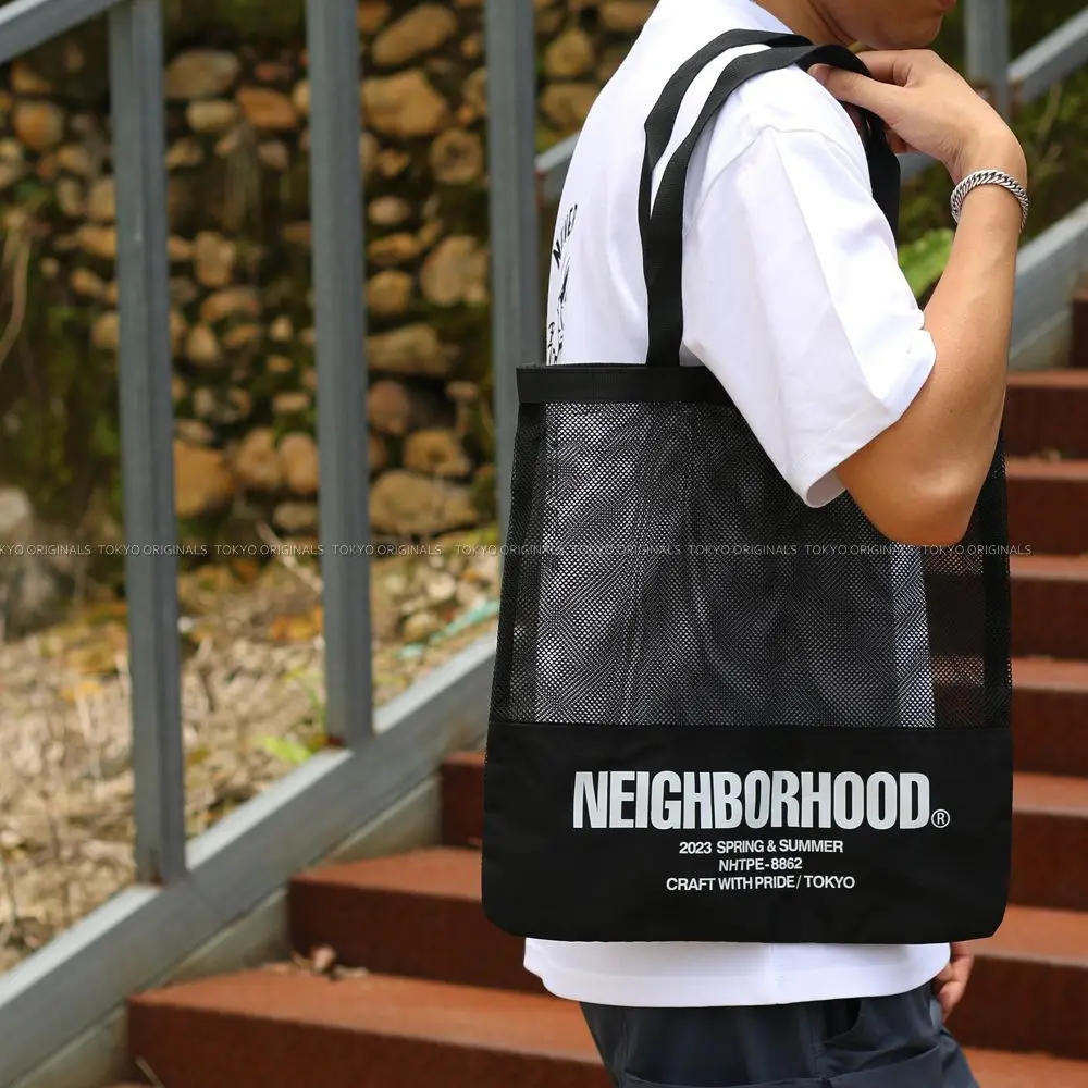 NEIGHBORHOOD Mesh Beach Tote Bag Large Capacity Lightweight Travel Shopping Net Bag