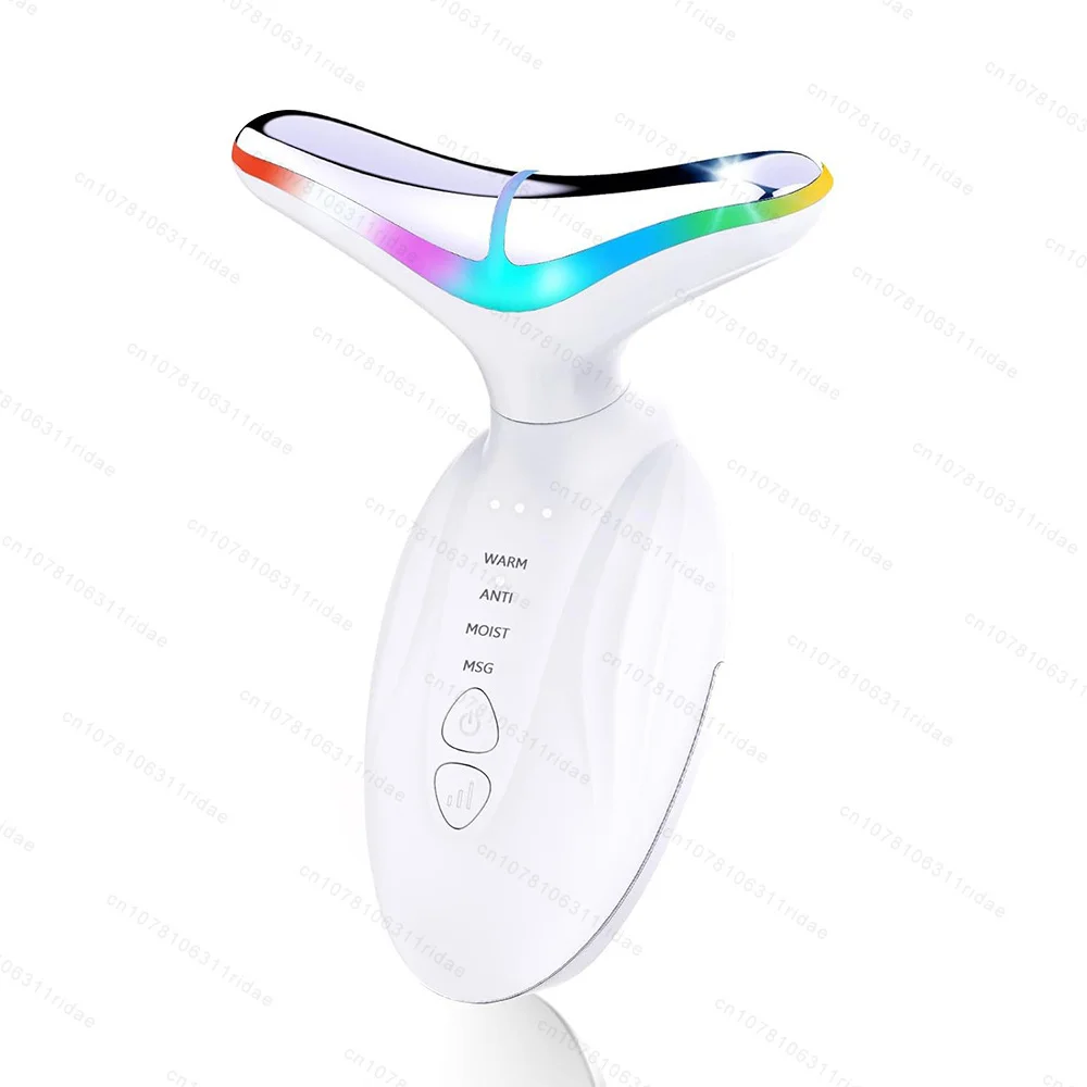 Urządzenie do liftingu szyi 7 kolorów, ręczny masażer szyi LED z wibracjami i funkcją grzania, narzędzie do pielęgnacji skóry przeciwzmarszczkowe, poprawiające wygląd linii szyi.