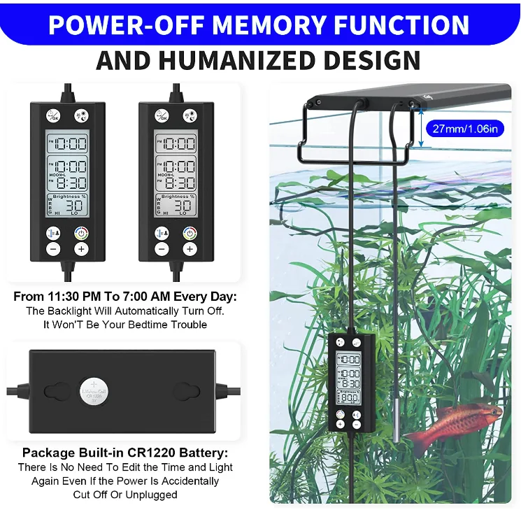 Original Factory Power-off Memory Function  24/7 Temperate Sensor Live Fish Aquarium Led Light Waterproof Full Spectrum