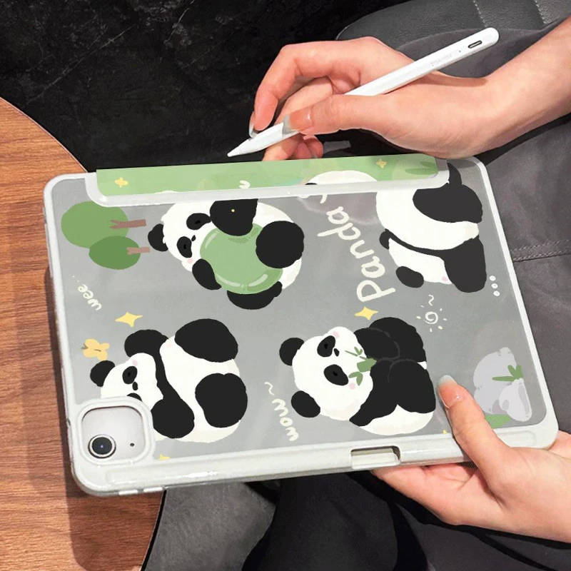 Flip Smart Cover for 2021 10.2 7/8/9 Generation Pro 11 2nd 3rd 4th Ipad 2017 2018 9.7inch Ipad Air3 10.5 Green Grass Panda Case