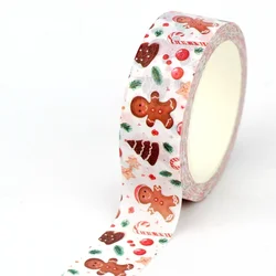 NEW 1PC 10M Decor Christmas Gingerbread Man Washi Tape for Scrapbooking Journaing Adhesive Masking Tape Cute Stationery