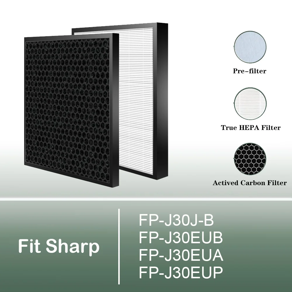 

HEPA-фильтр FZ-F30HFE и угольный фильтр FZ-F30DFE для очистителя воздуха Sharp FP-J30J FP-J30J-B FPJ30J FP-J30EUB FP-J30EUA FP-J30EUP