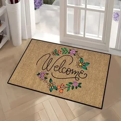 Flower Print Home Floor Mat Non-slip Easy Clean Decoration Carpet Kitchen Area Rug Living Room House Washable Welcome Doormats