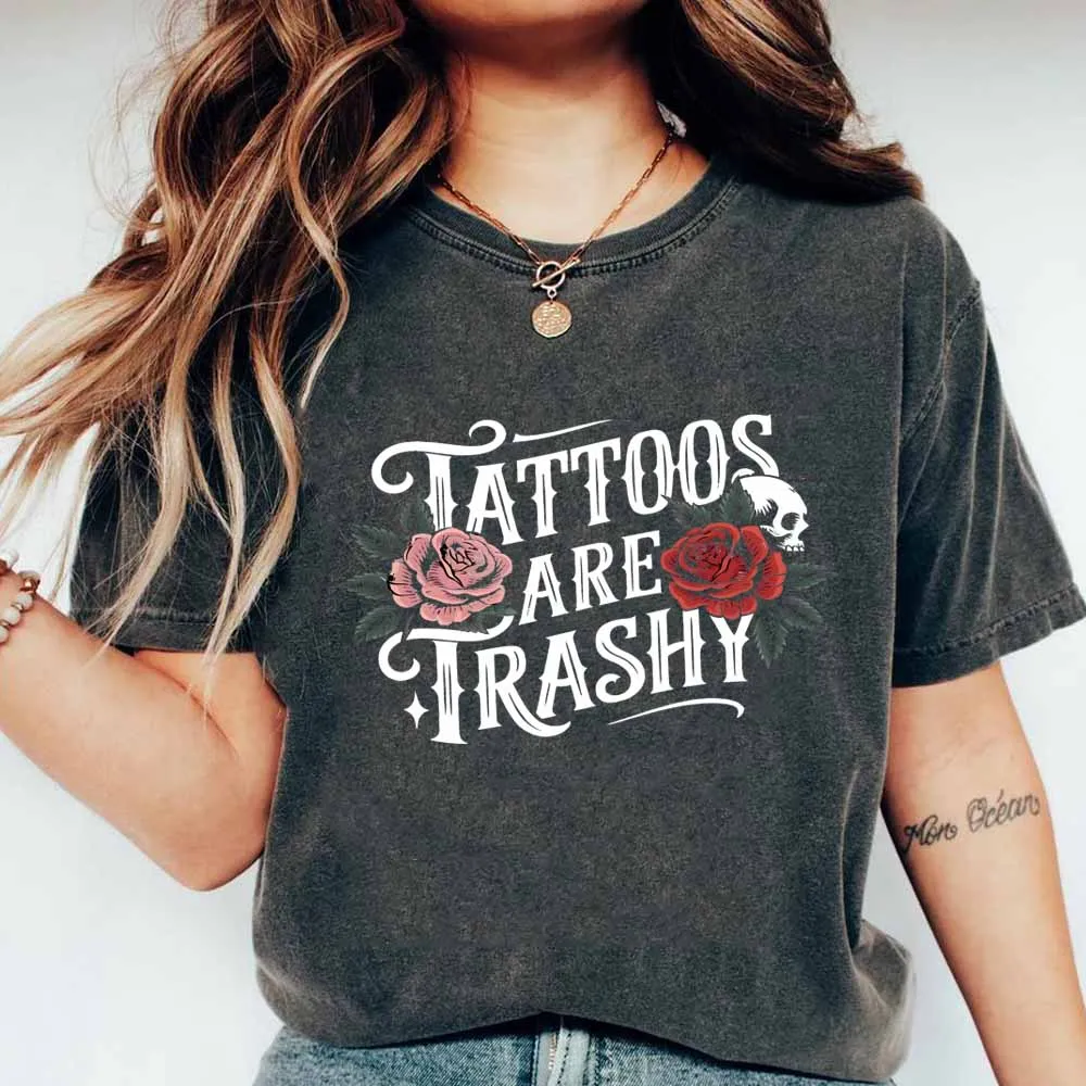 

Футболка Tattoos Are Trashy, рубашка Sassy Girl, саркастическая женская футболка, забавные рубашки с татуировками, футболки для влюбленных, топы для взрослых, юмор, подарок
