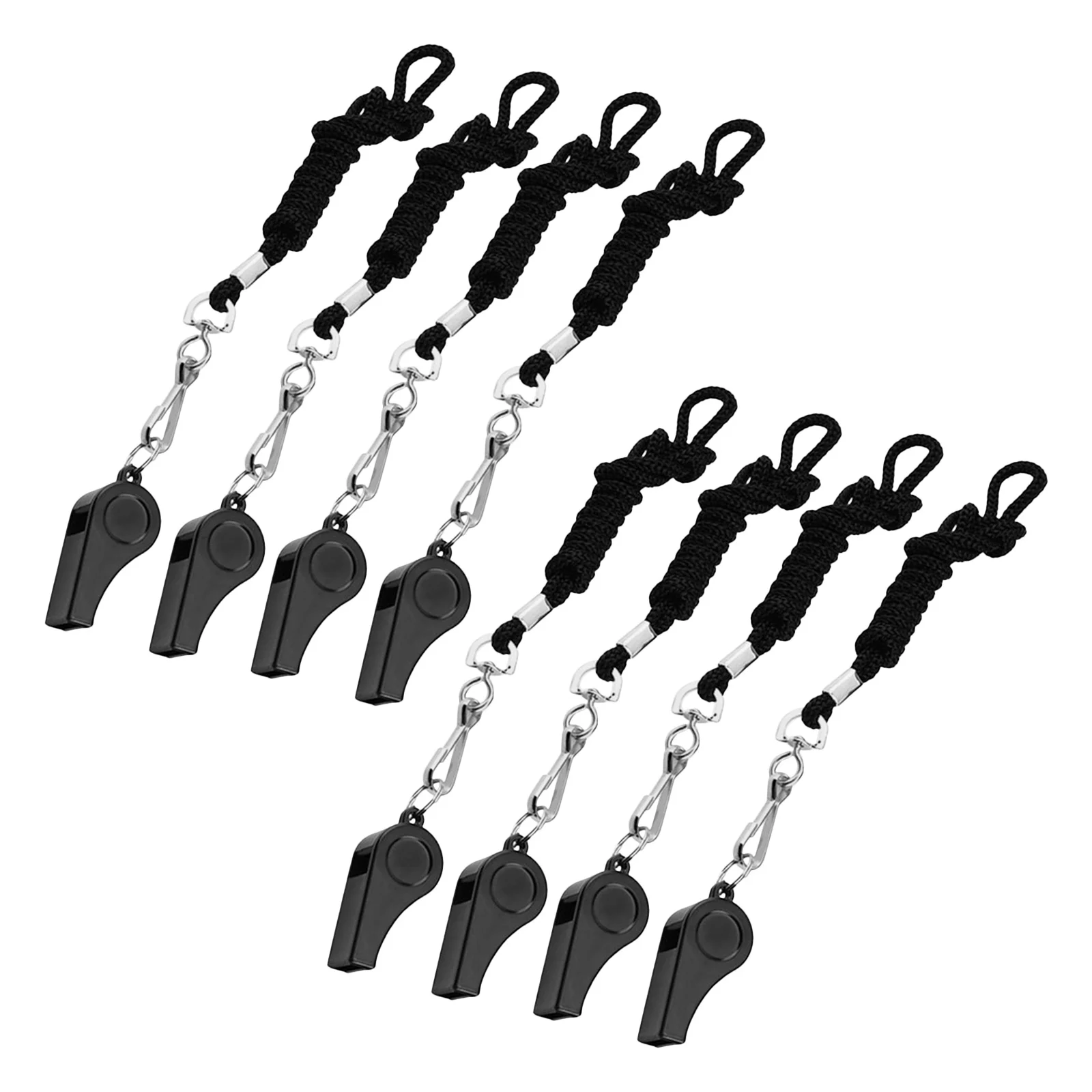 8 قطع من صفارات معدنية عالية مع حبل مثالية للمدربين والحكام والرياضيين والأنشطة الخارجية