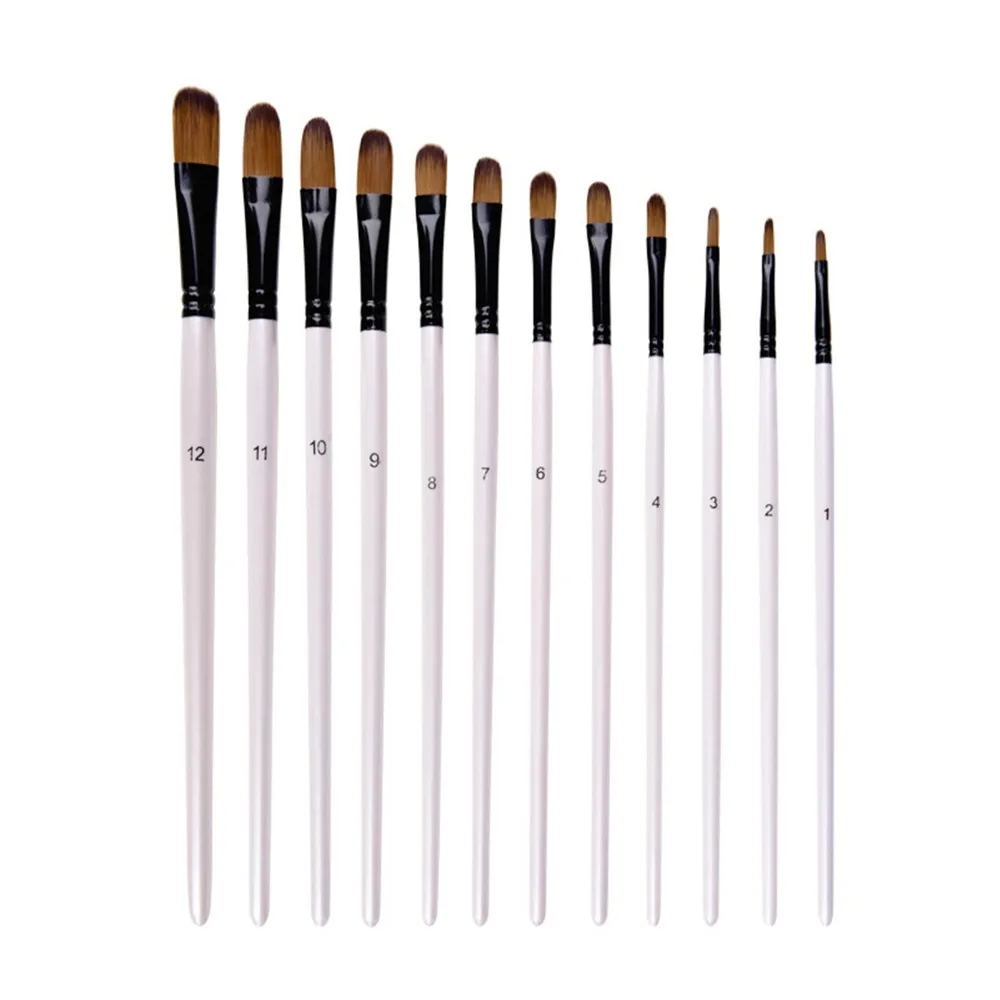 1Set Nylon Fiber Paint Brushes Lightweight Practical Painting Kits Round / Angled Tip Professional Painting Kits Oil Painting