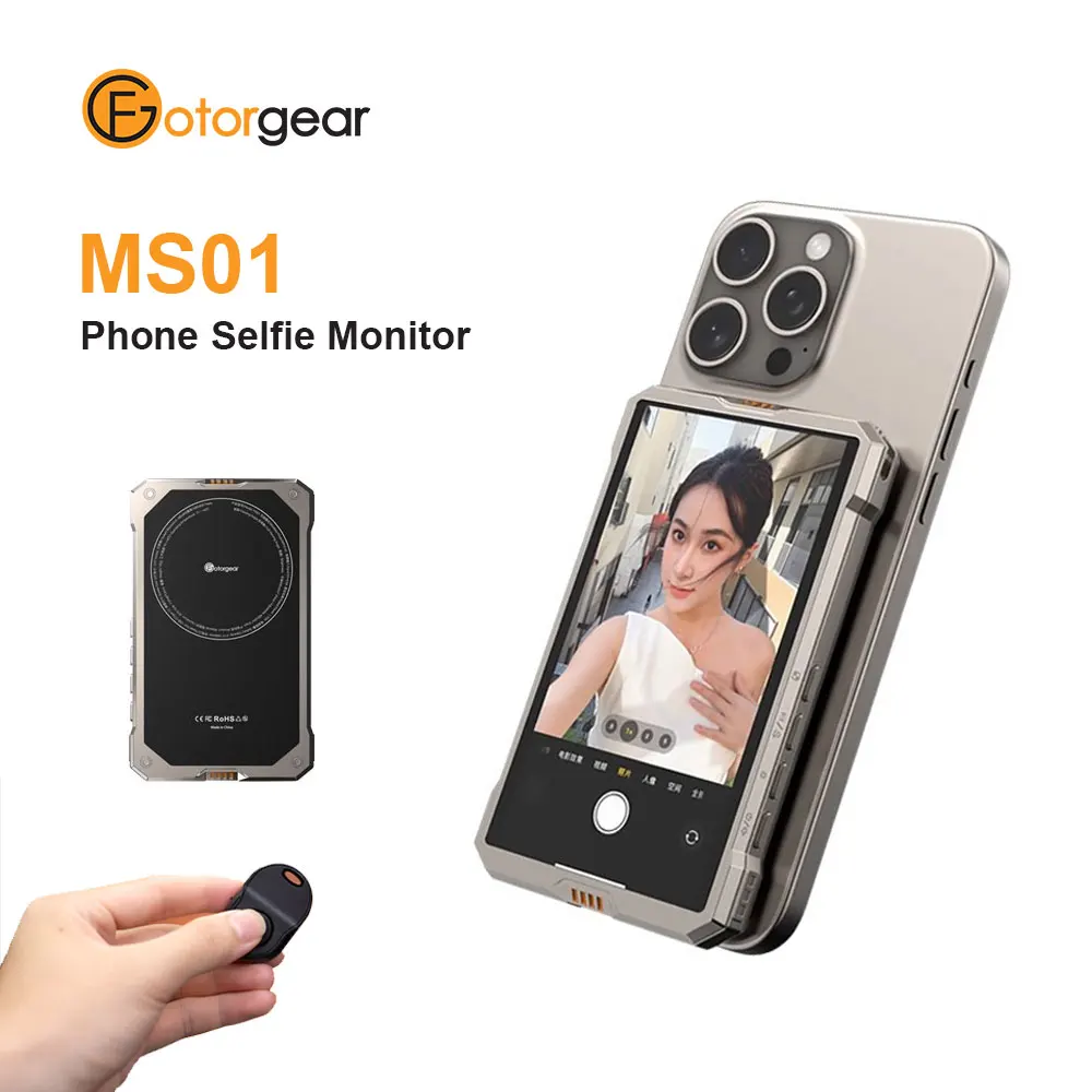 Fotorgear Vlog Selfie Monitor for Phones Sync Rear Camera Magnetic Screen Remote Control for iPhone Android Phones