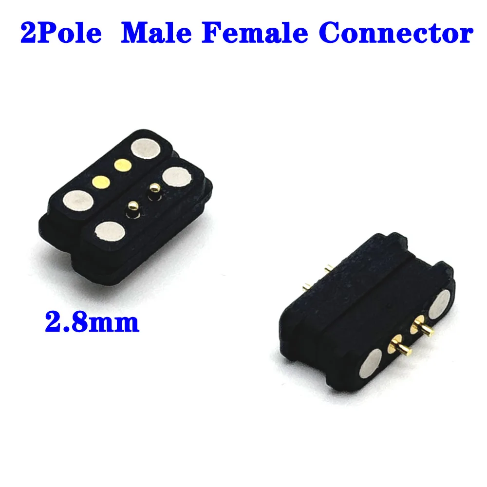 

100Pair 2Pin spacing 2.80mm DC Magnetic Pogo Pin Connector Pogopin Male Female Spring Fast charging Waterproof DC Power Socket