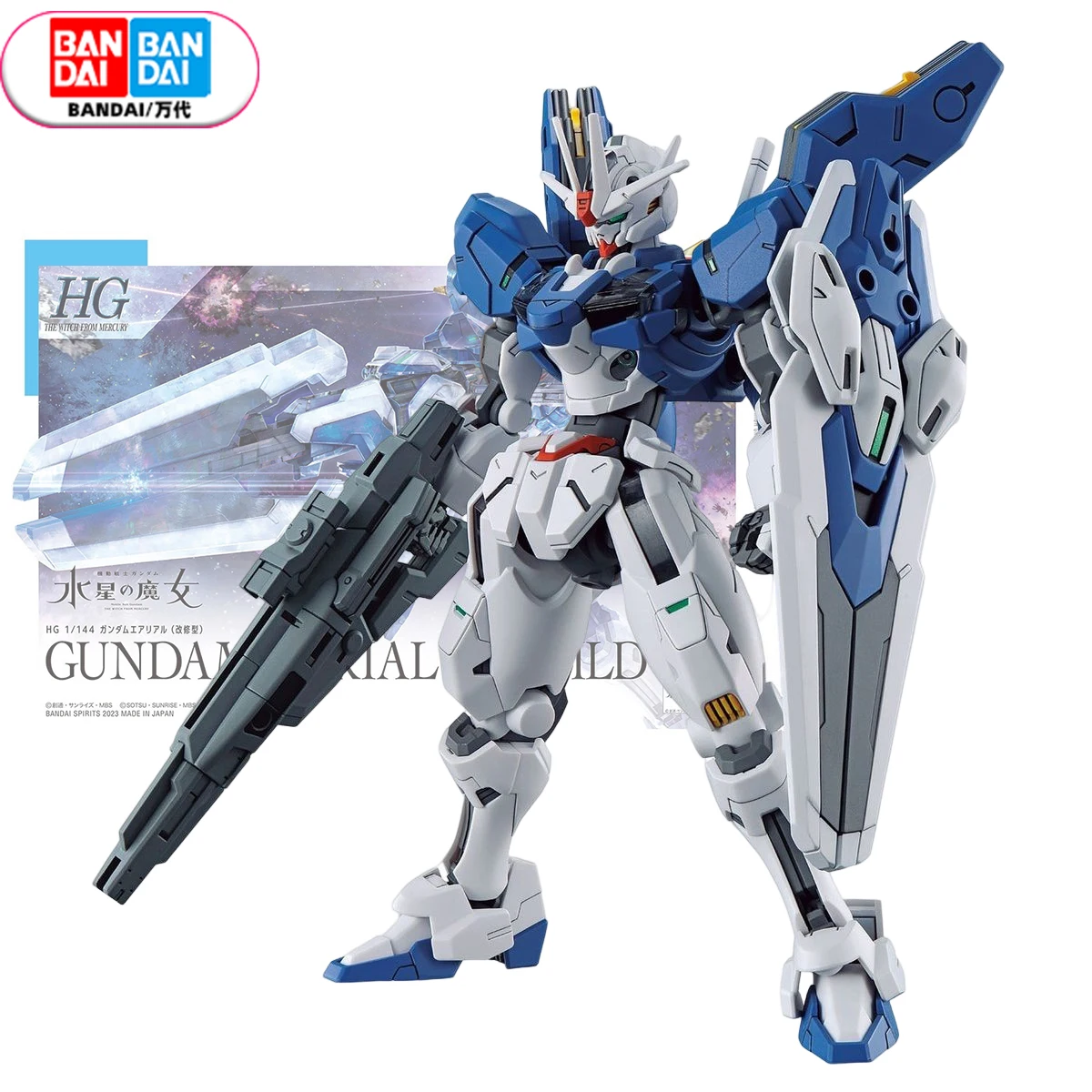 

BANDAI в наличии Original HG Gundam: The Witch from Mercury NEW Aerial 1/144 в сборе, Аниме фигурки, экшн-модель, игрушки