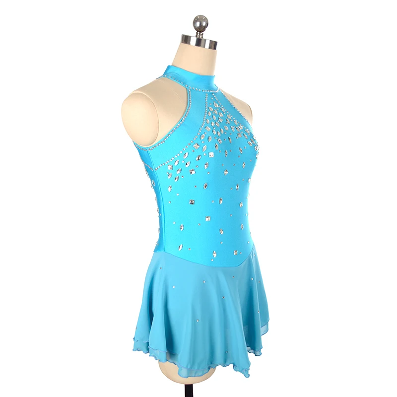 Women's Children's Rhythmic Gymnastics Sky Blue Performance Dress Figure Skating Dress Customized Competition Training Dress