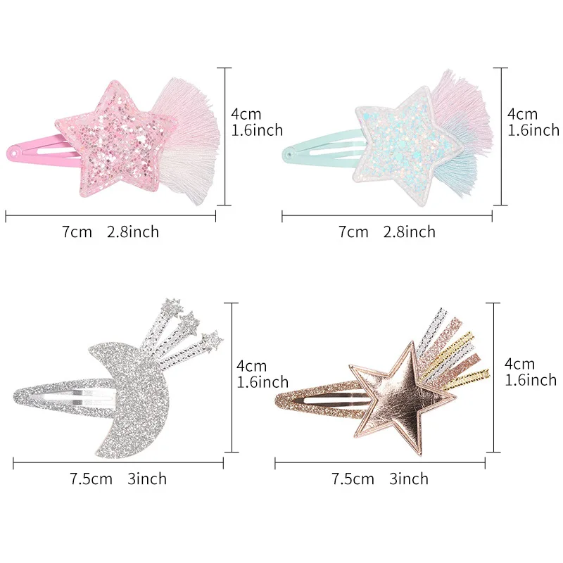 1 قطعة طفلة دبابيس الشعر مشبك شعر نجمة القمر شرابة الوليد الاطفال الأطفال إكسسوارات الشعر الملابس التصوير هدية لطيف
